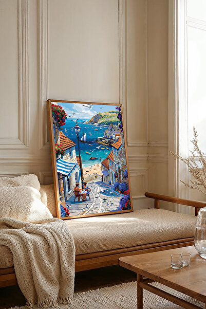 Dekorsiahome Tek Parça Ahşap Çerçeveli Oturma Odası Salon Mutfak Tablosu TK2384