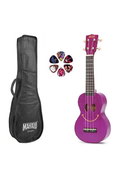 Mahalo SMILETPP – Set ukulele sopran Basic1, Smile Violet Transparent, cu hus...