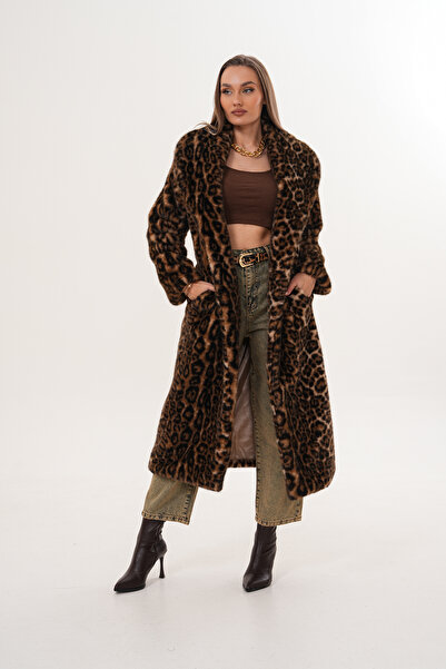 NAVY Full Length Mink Leopard Coat