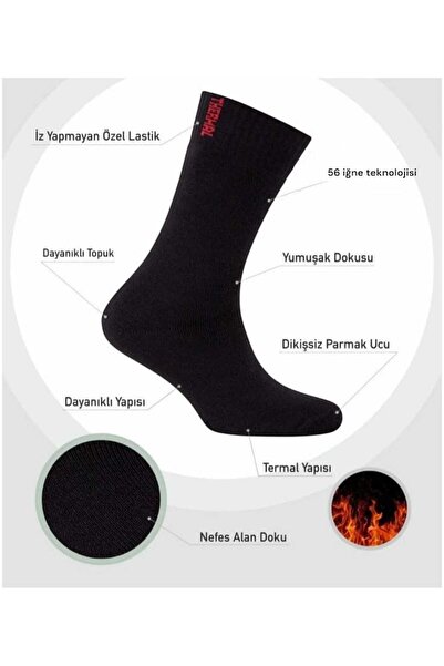 HAYEL 4 Pairs Black Gray Navy Blue Antiresit Thermal Men's Socks Towel Winter Thick Premium Long Socks