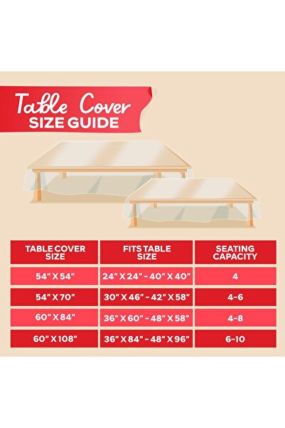 XFasten Transparent Rectangular Table Cover 60 × 108 Inch Waterproof Vinyl Tablecloth