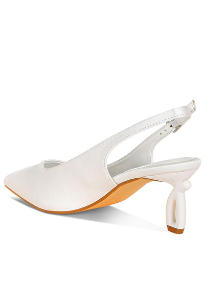 london Rag Women Satin Pointed Toe Slingbacks in White