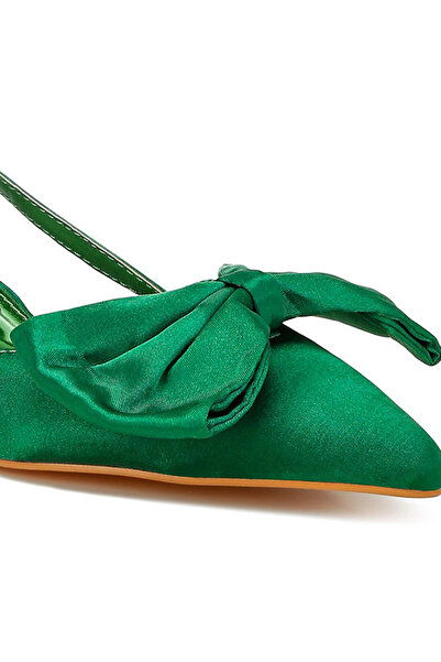 london Rag Women Satin Bow Slingback Sandals in Green