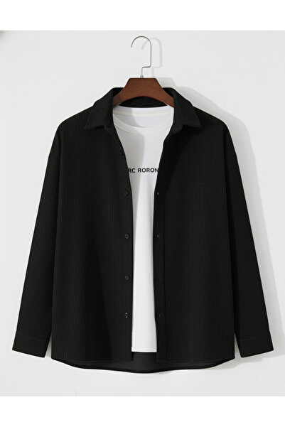 viperkombin Men's Velvet Shirt Corded Fabric Long Sleeve Regular