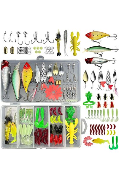 Generic مجموعة أدوات صيد مكونة من 78 قطعة، صندوق أدوات مع أدوات صيد متضمنة، ملحقات صيد ومعدات صيد