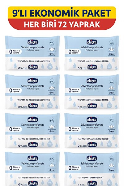 Parfümlü Islak Mendil %97 Doğal Kaynaklı, Alkol & Sabun İçermez, Lotus Çiçeği Özlü 9x72 Yaprak