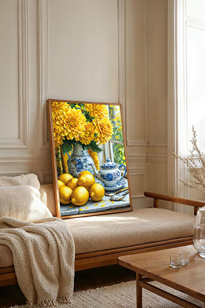 Dekorsiahome Tek Parça Ahşap Çerçeveli Oturma Odası Salon Mutfak Tablosu TK2390