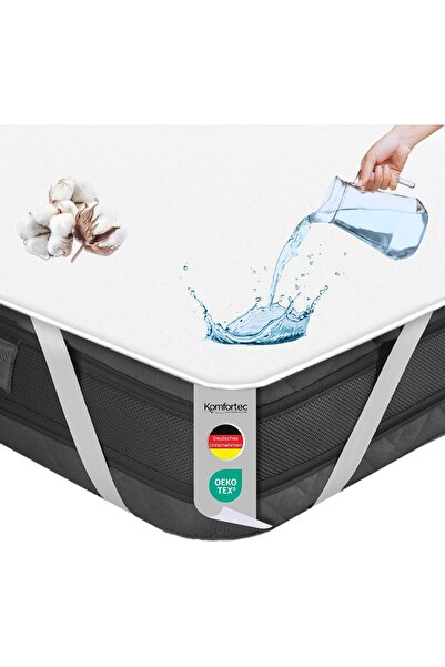 Komfortec Cotton Mattress Protector, 120x200 cm, Waterproof, Breathable, Oeko-Tex, Hypoallergenic, W