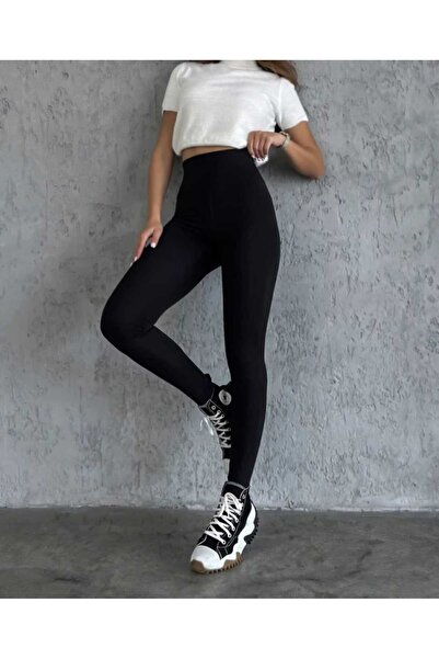 Osho Marka Yazılı Şardonlu Esnek Tayt