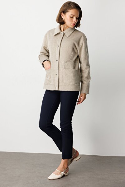Ekol Torba Cepli Short Cashmere Coat