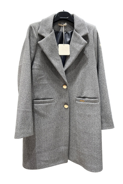 OEM Elegant women's gray coat with gold buttons