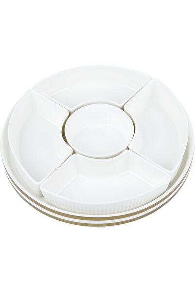 Generic Shalu New Bone China Porcelain 5-Compartment Serving Dish, 26 cm, White