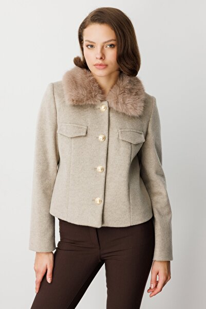 Ekol Short Coat with Fur Collar
