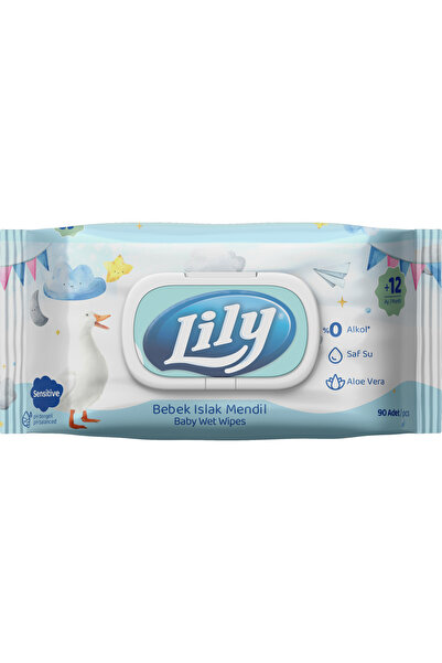 LILY +12 Ay Bebek Islak Mendili – 90 Yaprak | Alkol ve Paraben İçermez, Petek...