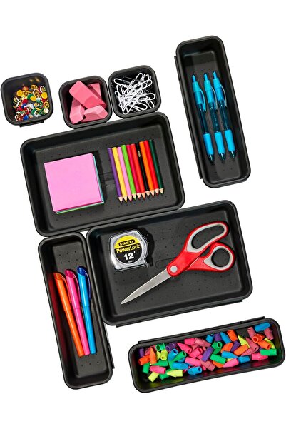 Madesmart 8-Piece Interlocking Storage Bins - Carbon