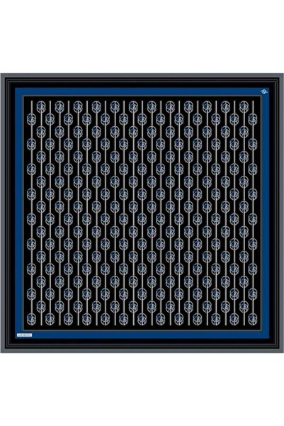 Armine Eșarfă de mătase Nostalgia - 8822-51 Negru S albastru cobalt Twill