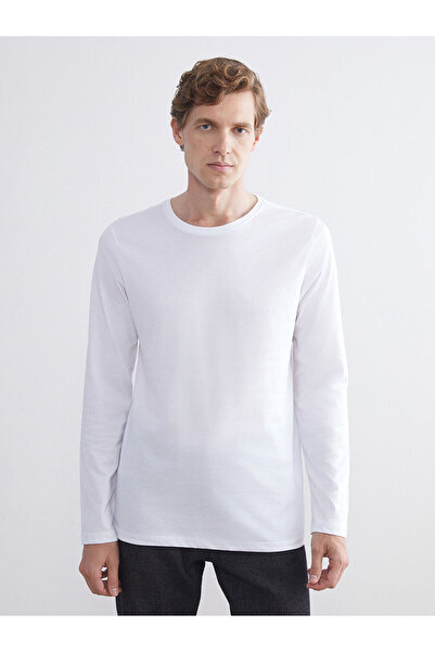 LC Waikiki White Crew Neck Long Sleeve Men's Undershirt
