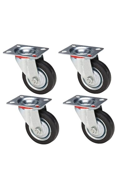 Evotools Set of 4 swivel solid rubber wheels with plate, 125 mm, 100 kg