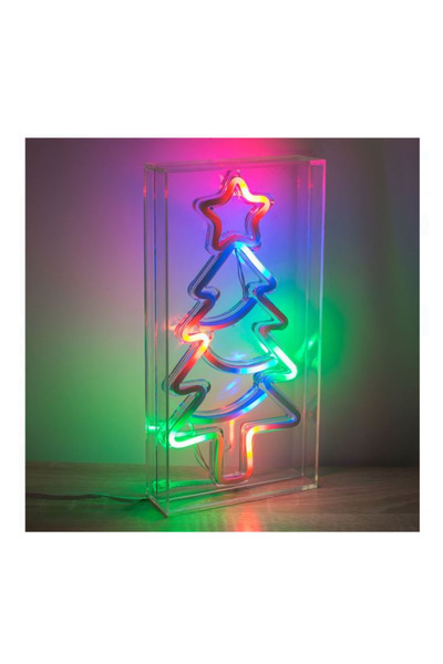 Lumi LUXURY Brad de Craciun Multicolor cu LED Neon si Telecomanda 15x5x30cm