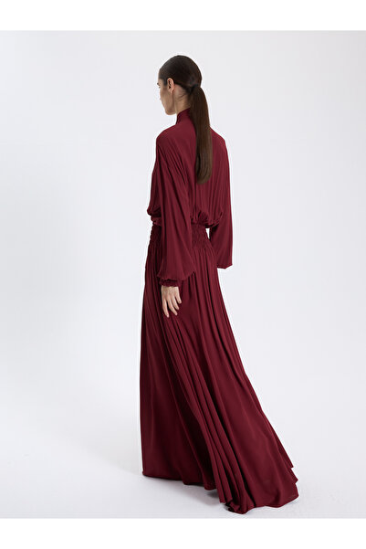 BAQA فستان بربطة عنق بلون بوردو