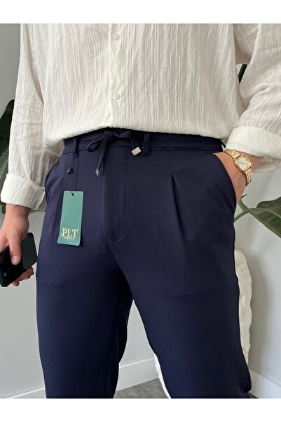 HD Butik Erkek Regular Fit Beli Lastikli Bağcıklı Jogger Pantolon Rahat Kesim