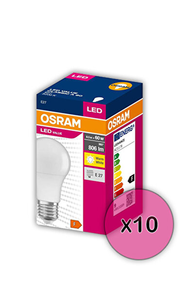 Osram 8,5 W 806 Lümen 2700K Sarı Işıklı Led Ampul 10'lu Paket