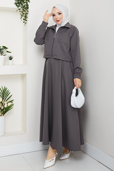 modapark.ist Women's Front Zipper Skirt Suit