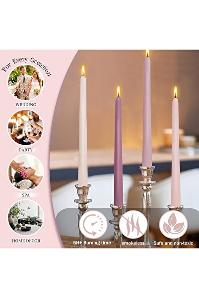 Generic 4-Piece Romantic Rose Scented Taper Candles - Pink Gradient, 25 cm