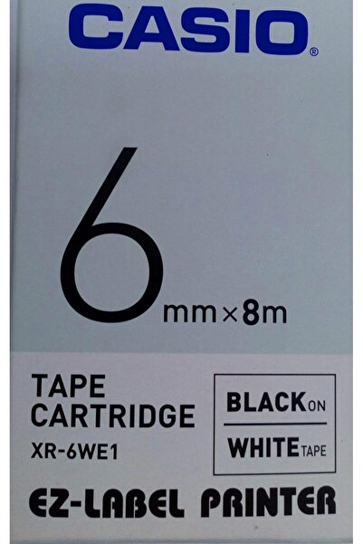 Casio خرطوشة شريط الملصقات XR-6WE1-W-DJ (6 مم × 8 م، أسود على أبيض)