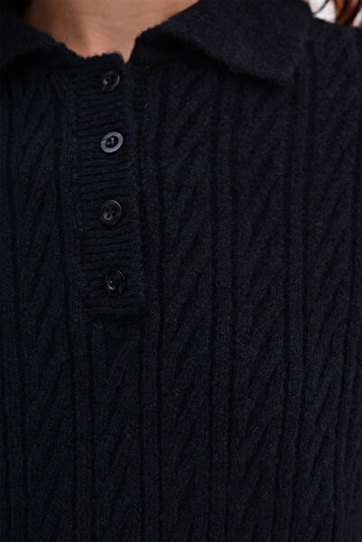 Addax Buttoned Collar Knitwear Sweater K3457