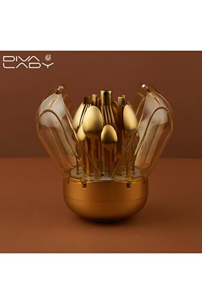 DIVA LADY 🍽️ A luxurious 24-piece cutlery and serving set in a gold design that exudes luxury and elegance ✨