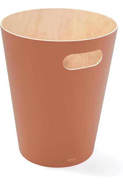 umbra سلة مهملات وودرو الخشبية الحديثة سعة 2 جالون لإعادة التدوير - للمنزل/المكتب، بفتحة علوية، متعددة الألوان