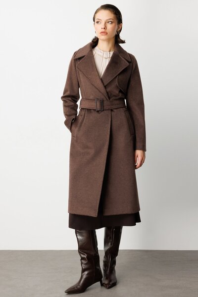 Ekol Double-Breasted Cashmere Coat with Belt