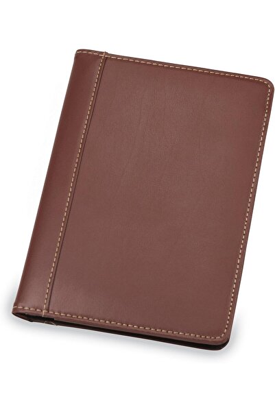 Samsill حافظة جلدية درزة بارزة بلون مختلف، لوحة كتابة صغيرة ٥ × ٨ بوصة، بني/بيج غامق