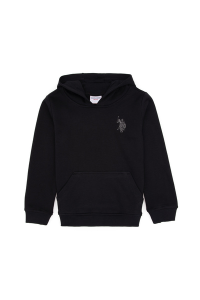 U.S. Polo Assn. Erkek Çocuk Siyah Kapüşonlu Basic Sweatshirt 50313980-VR046