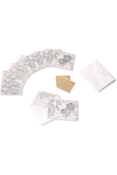 PAPYRUS Blank Cards with Envelopes, Lace & Floral Design with Glitter (8 Count)