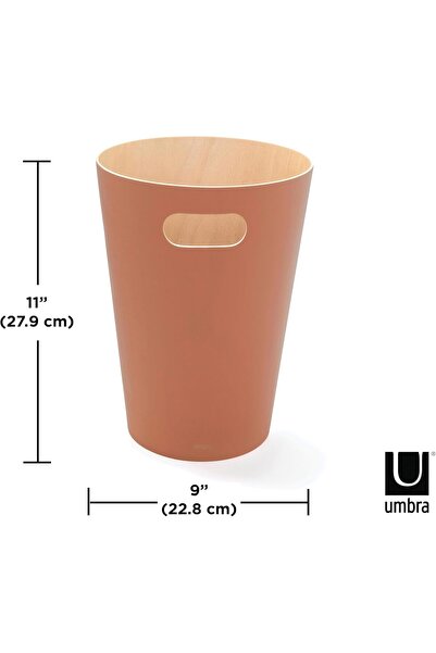 umbra سلة مهملات وودرو الخشبية الحديثة سعة 2 جالون لإعادة التدوير - للمنزل/المكتب، بفتحة علوية، متعددة الألوان