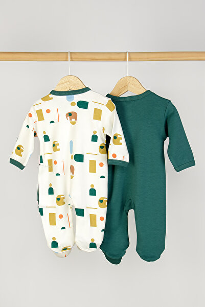 Mini Cotton Unisex Elephant Printed Beret 2-Piece Jumpsuit