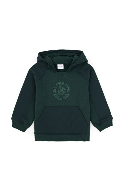 U.S. Polo Assn. Момчешка тъмнозелена суитшърт с качулка 50308519-VR079