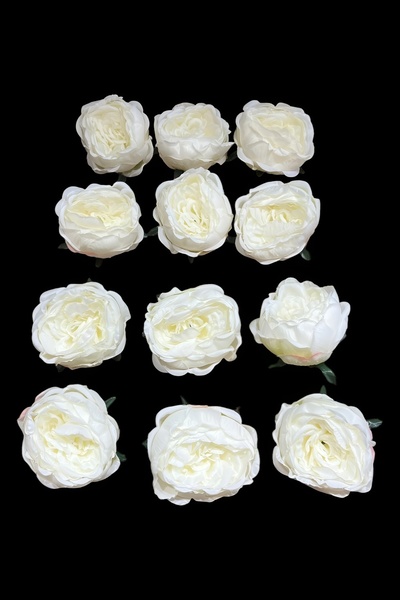 Perle Flowers 12’li Pembe- Kırmızı- Beyaz Kumaş Şakayık Kafa Seti 10 cm – Dek...