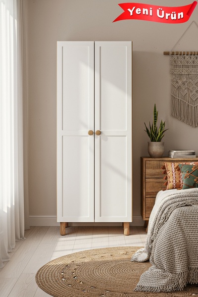 Platinreyon 2 KAPAKLI 3 RAFLI GARDIROP MDF KAPAK