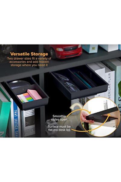 Bostitch Konnect Under-Desk Sliding Self-Adhesive Drawer Organizer, Pack of 2