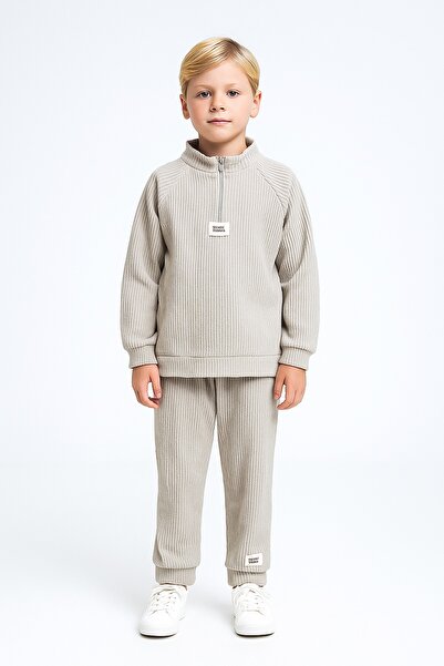 monox Boy's Raglan Sleeve Corded Fabric Fleece Set