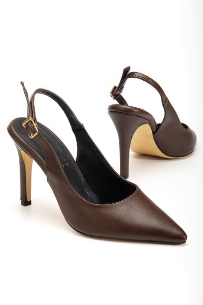 Budi St-1153 Brown Casual Open Back 9 cm Heeled Women's Shoes