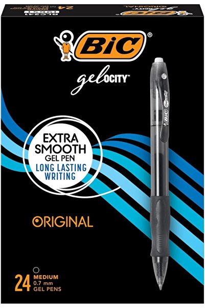 Bic Gel-ocity Retractable Gel Pen with Comfortable Grip, 0.7mm Medium Tip, Bl...
