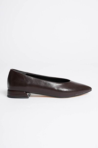 Zerenyus Etnias Premium Bitter Brown Daily Short Heeled Comfortable Ballerinas