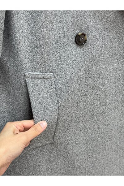 BENAHOLL Camira Double Pocket Cashmere Coat with Elbow Belt-Kt1830 Gray