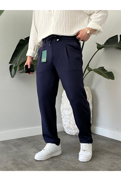 HD Butik Erkek Regular Fit Beli Lastikli Bağcıklı Jogger Pantolon Rahat Kesim