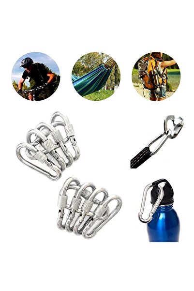 EgeÇelikHalat Vidalı Karabina 6 Mm Yaylı Kanca Galvanizli Olta Dağcılık Kamp Malzemeleri Salıncak Anahtar 5 Adet