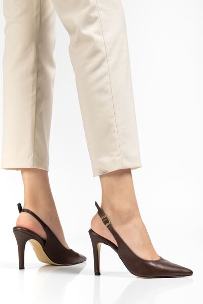 Budi St-1153 Brown Casual Open Back 9 cm Heeled Women's Shoes